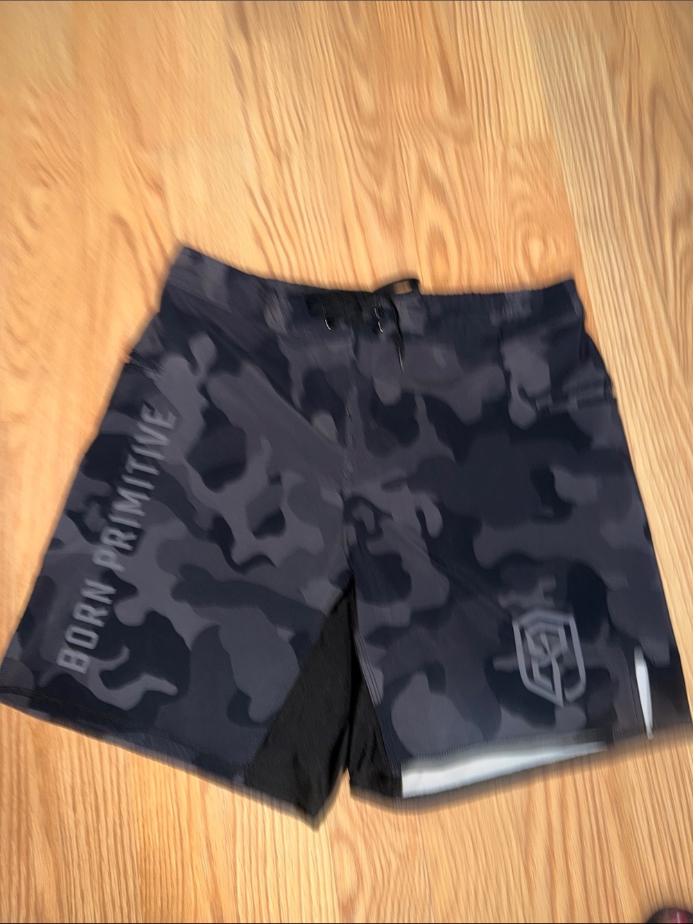 Born Primitive Black Gray Camo Training Shorts